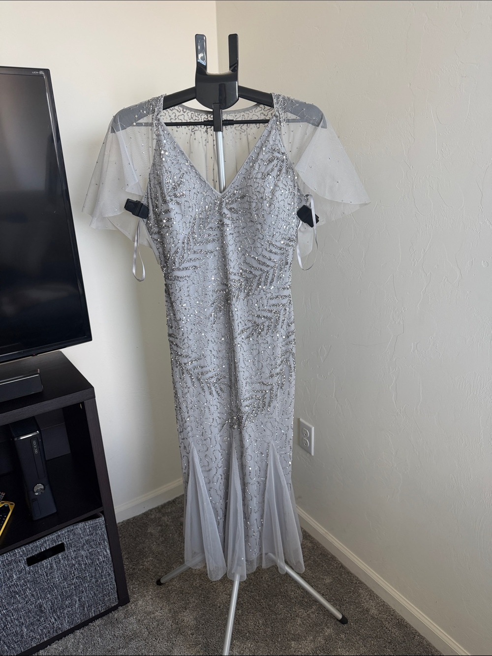 Adrianna Papell Cape Beaded dress